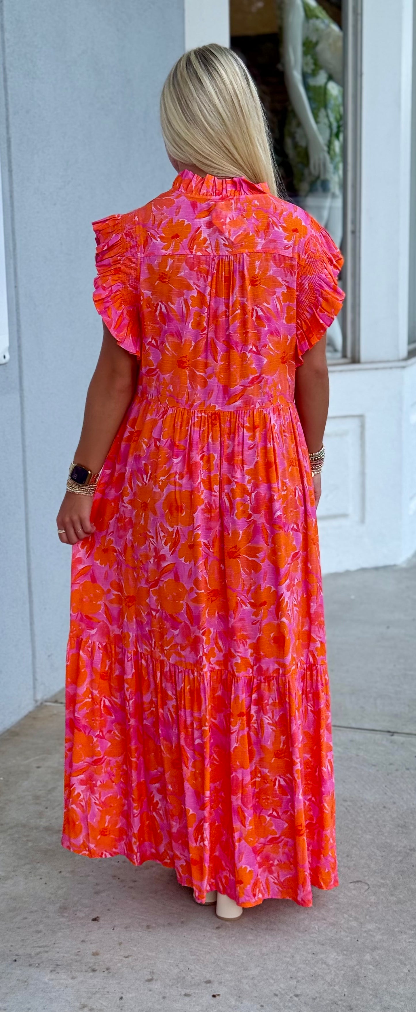 Orange Floral Maxi Dress