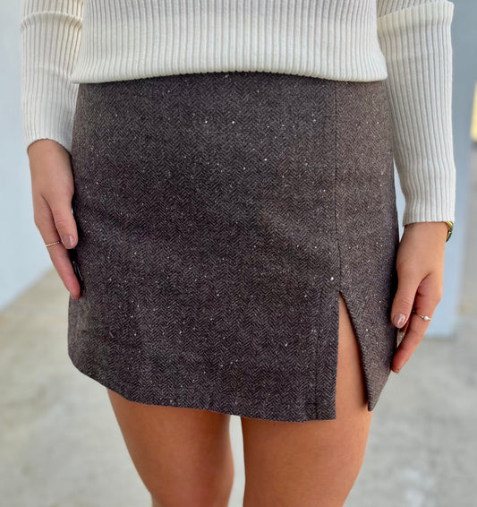 Herringbone Tweed Skort