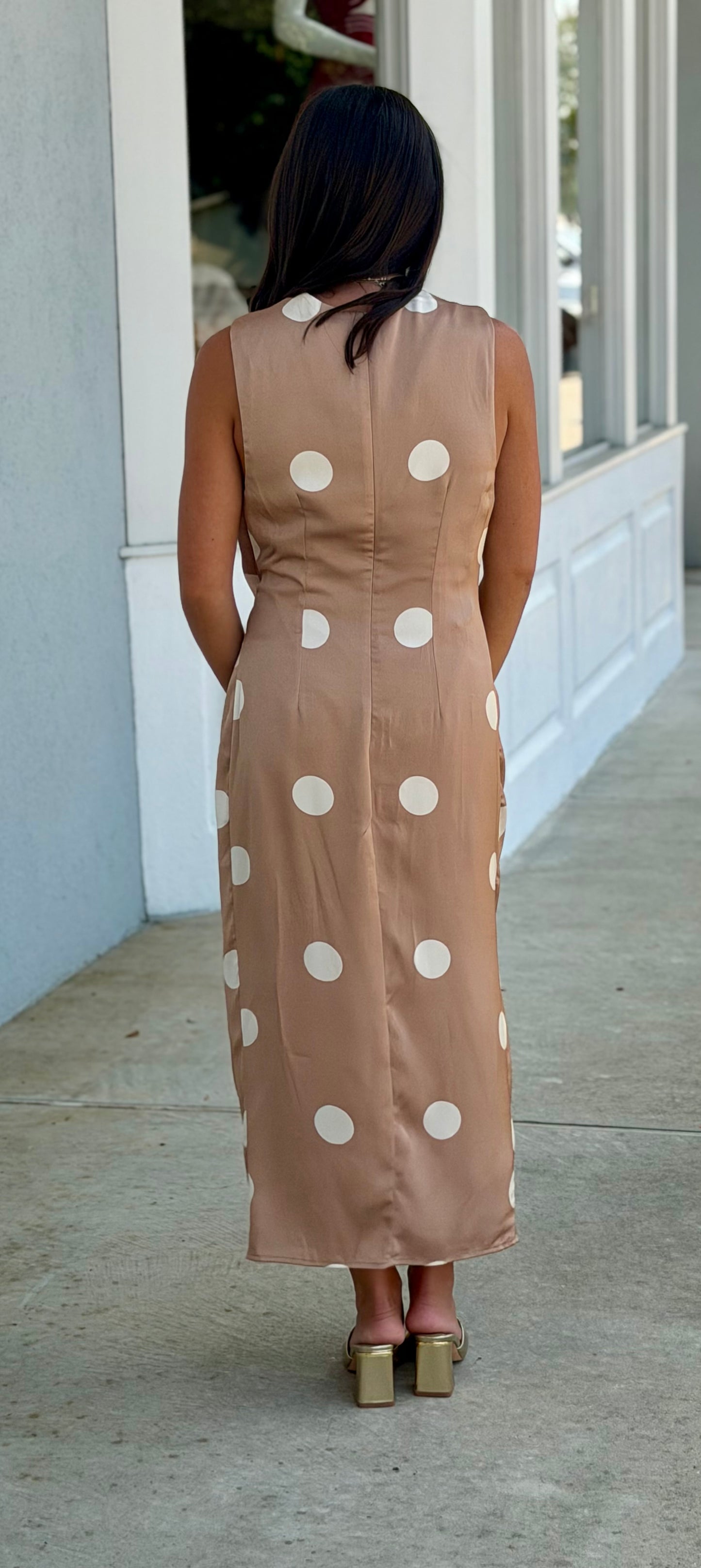 Latte Polka Dot Maxi Dress