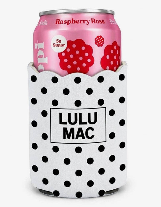 Lulu Mac Koozie, White/Black Polka Dot
