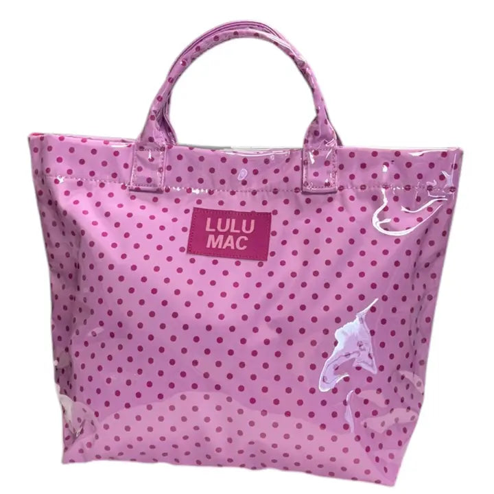 Lulu Mac Tote Bag, Light Pink/Hot Pink Dot