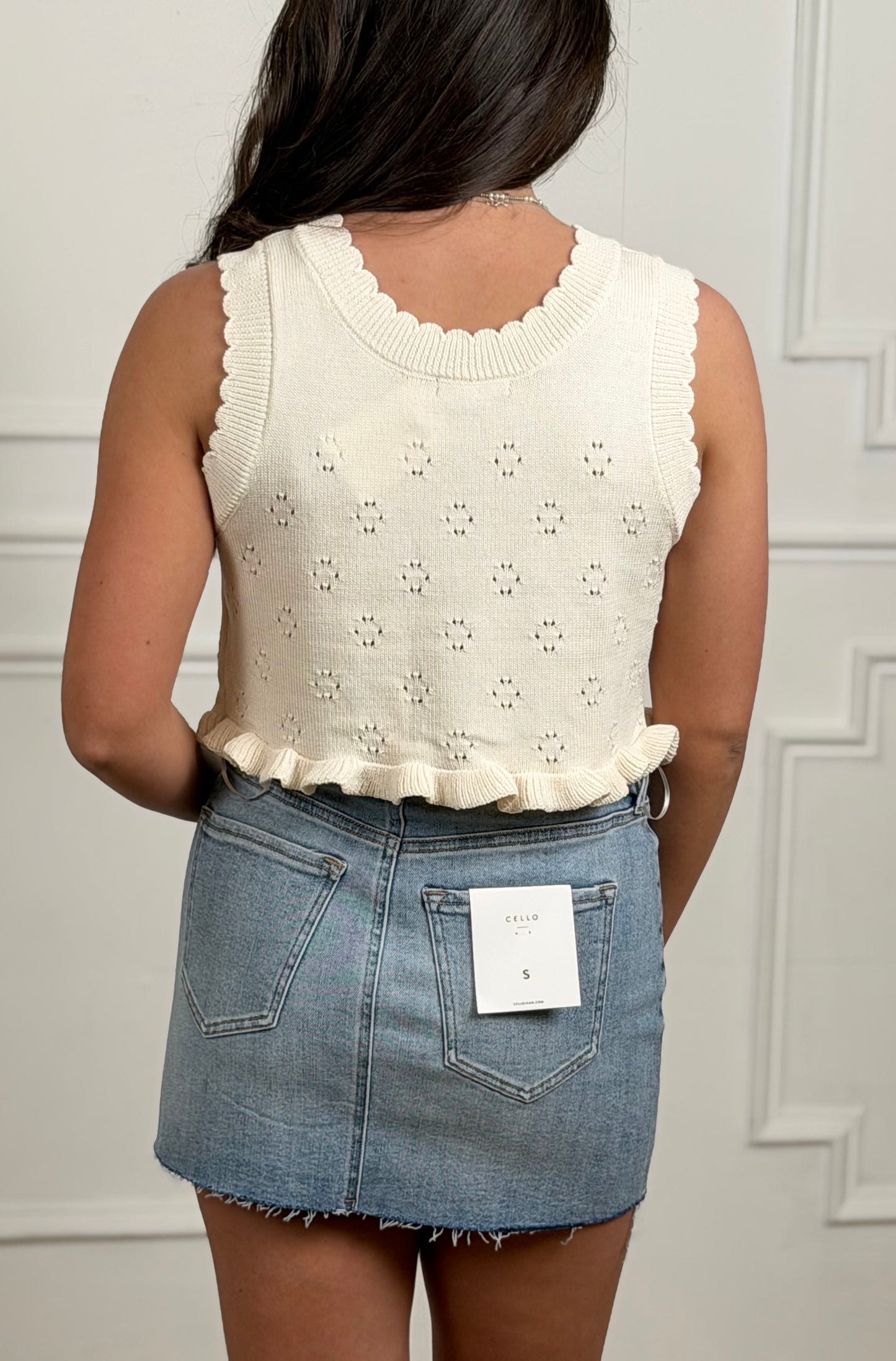 Cream Stella Ruffle Sweater Top