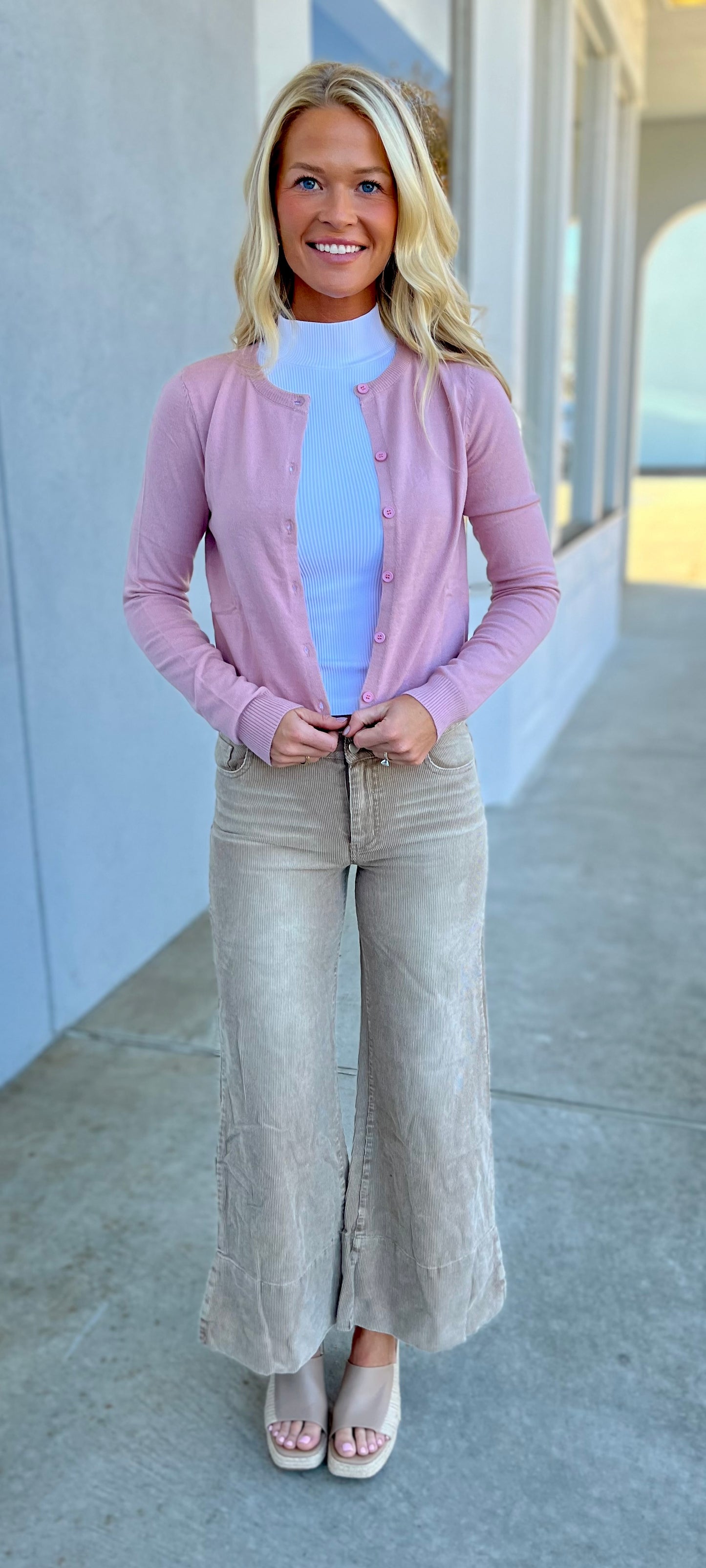 Button Up Cardigan , Dust Pink