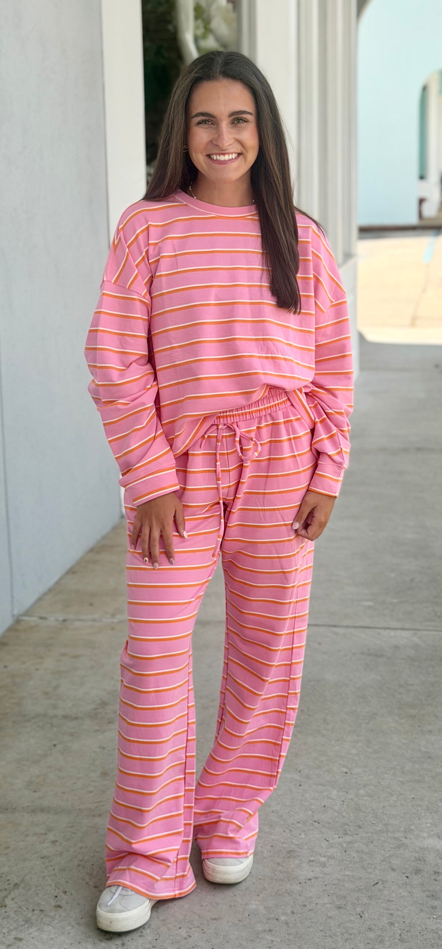 Pink/Orange Terry Loose Fit Lounge Sweatshirt
