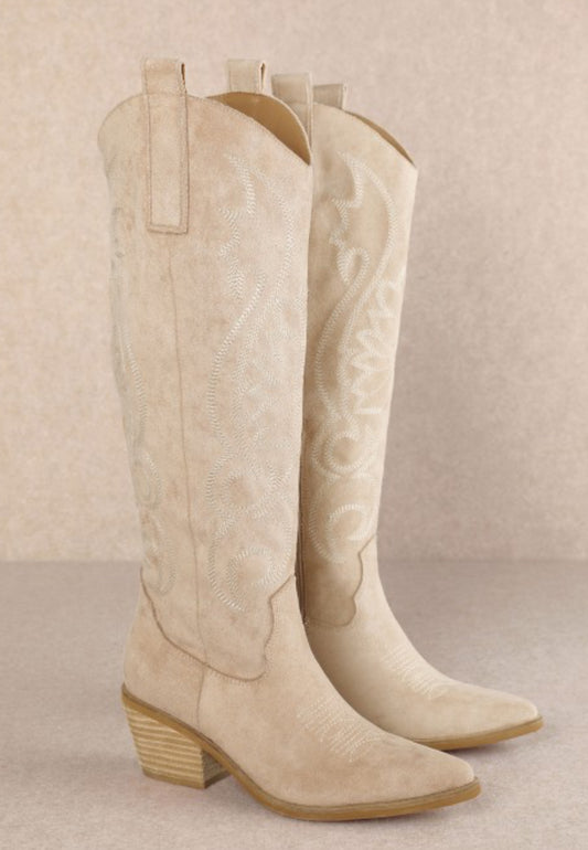 Giada Embroidered Knee Boots