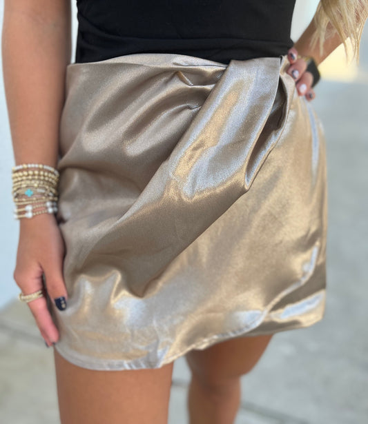 High Waisted Front Wrap Skort , Taupe