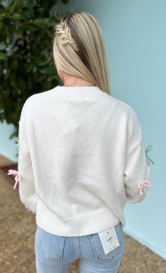 Off White Bow Sweater Top