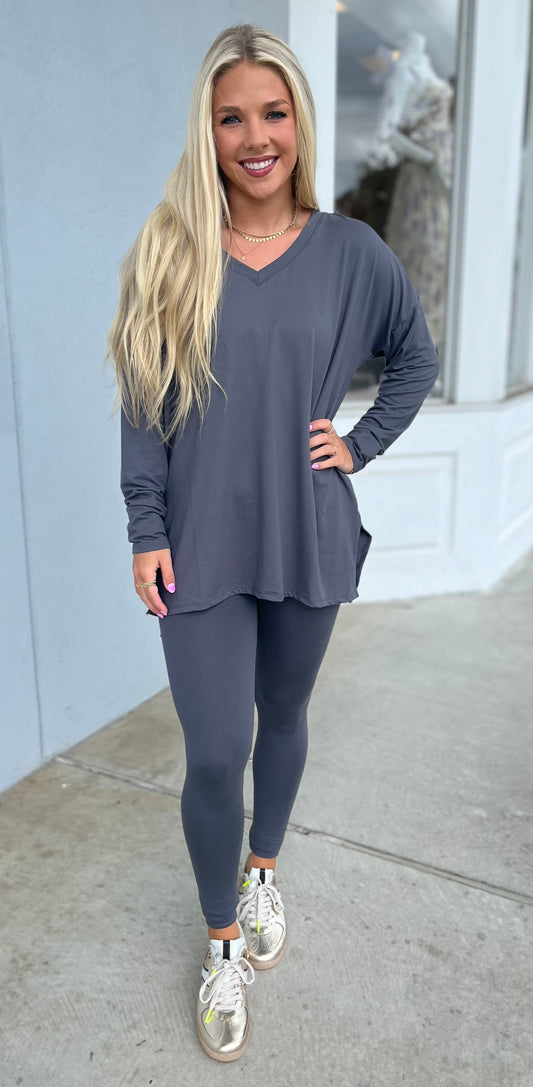 Brushed Loungewear Set, Ash Grey