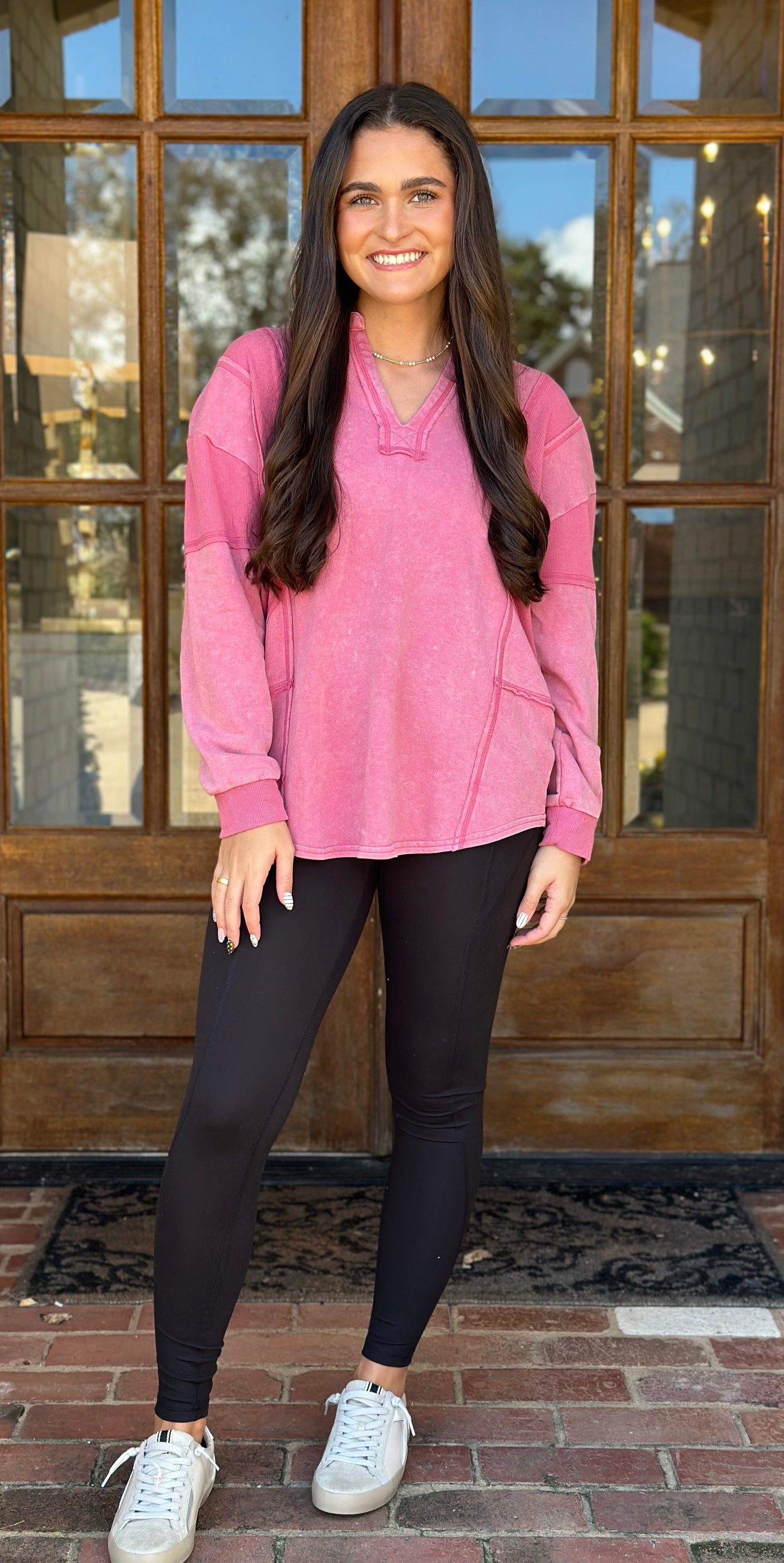 Mauve Mineral Wash Oversized Top