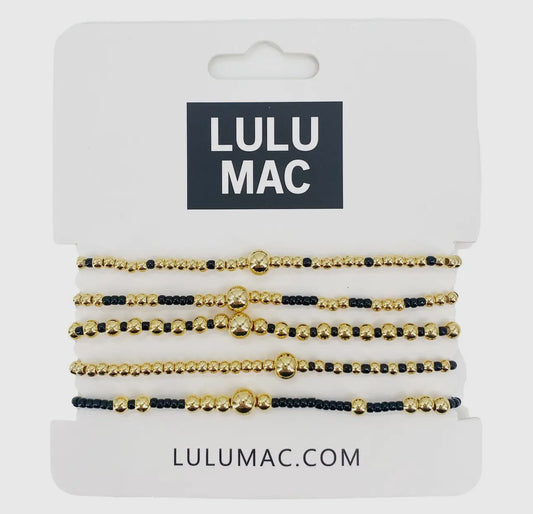 Lulu Mac Multi Color Bracelet Stack, Black