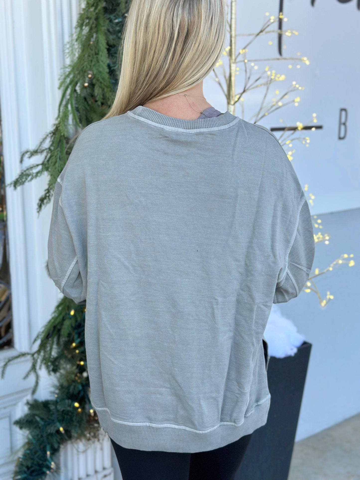 French Terry Wash Pullover, Sleet