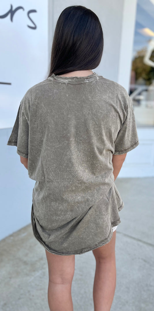 Crinkle Washed Cotton Oversized Top, Mocha