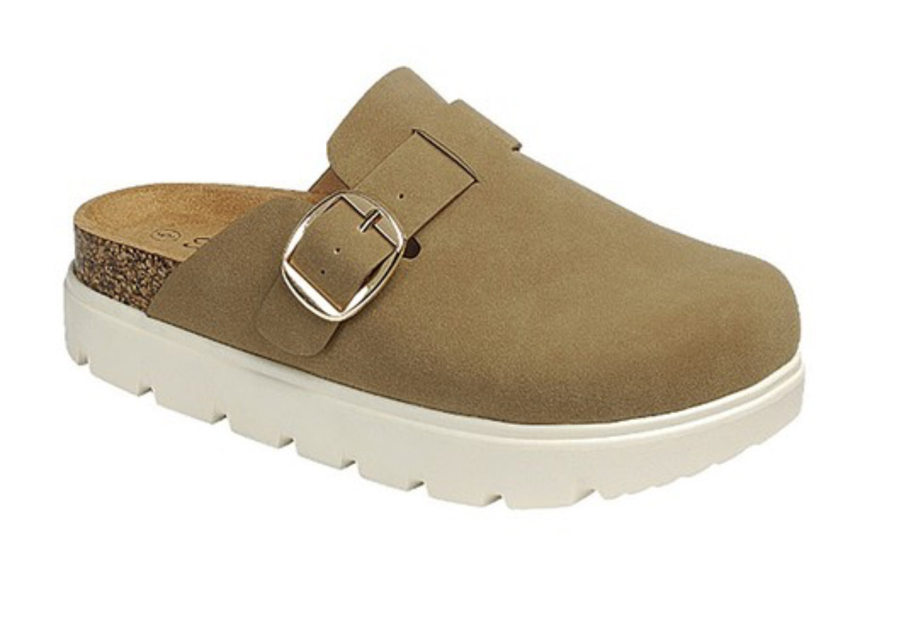 Dark Taupe Chunky Platform Clogs