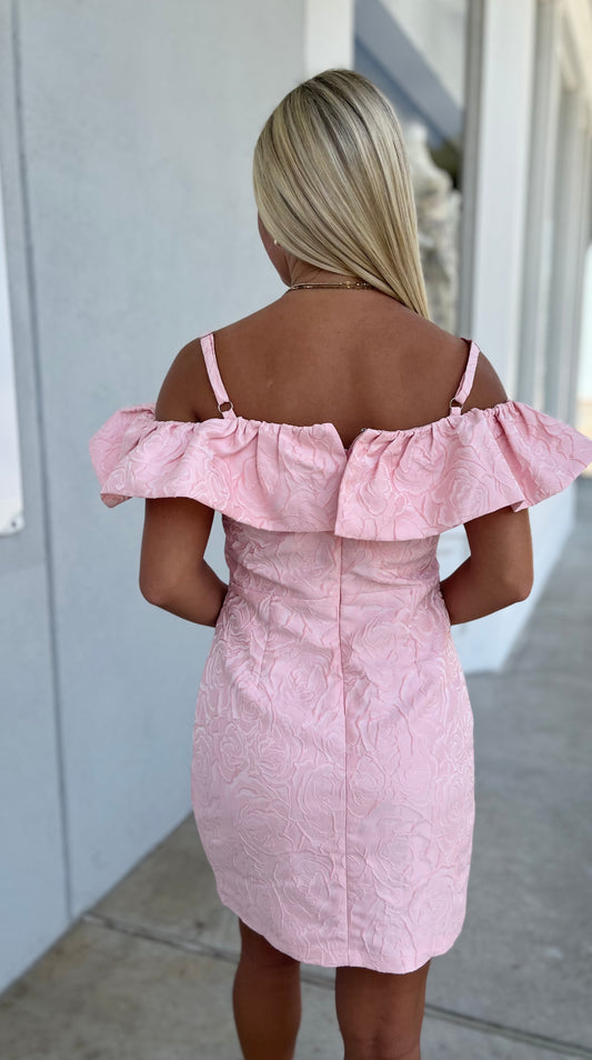 Angel Rose Off The Shoulder Mini Dress, Blush