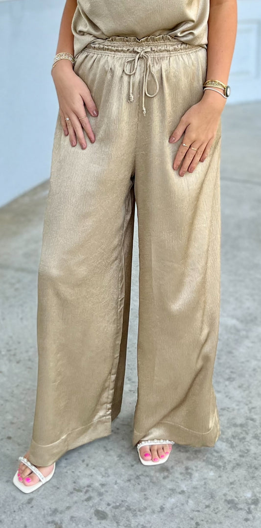 Mid Rise Wide Palazzo Pants, Taupe