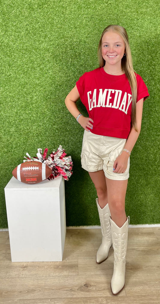 Crimson/White Gameday Boxy Crop Top