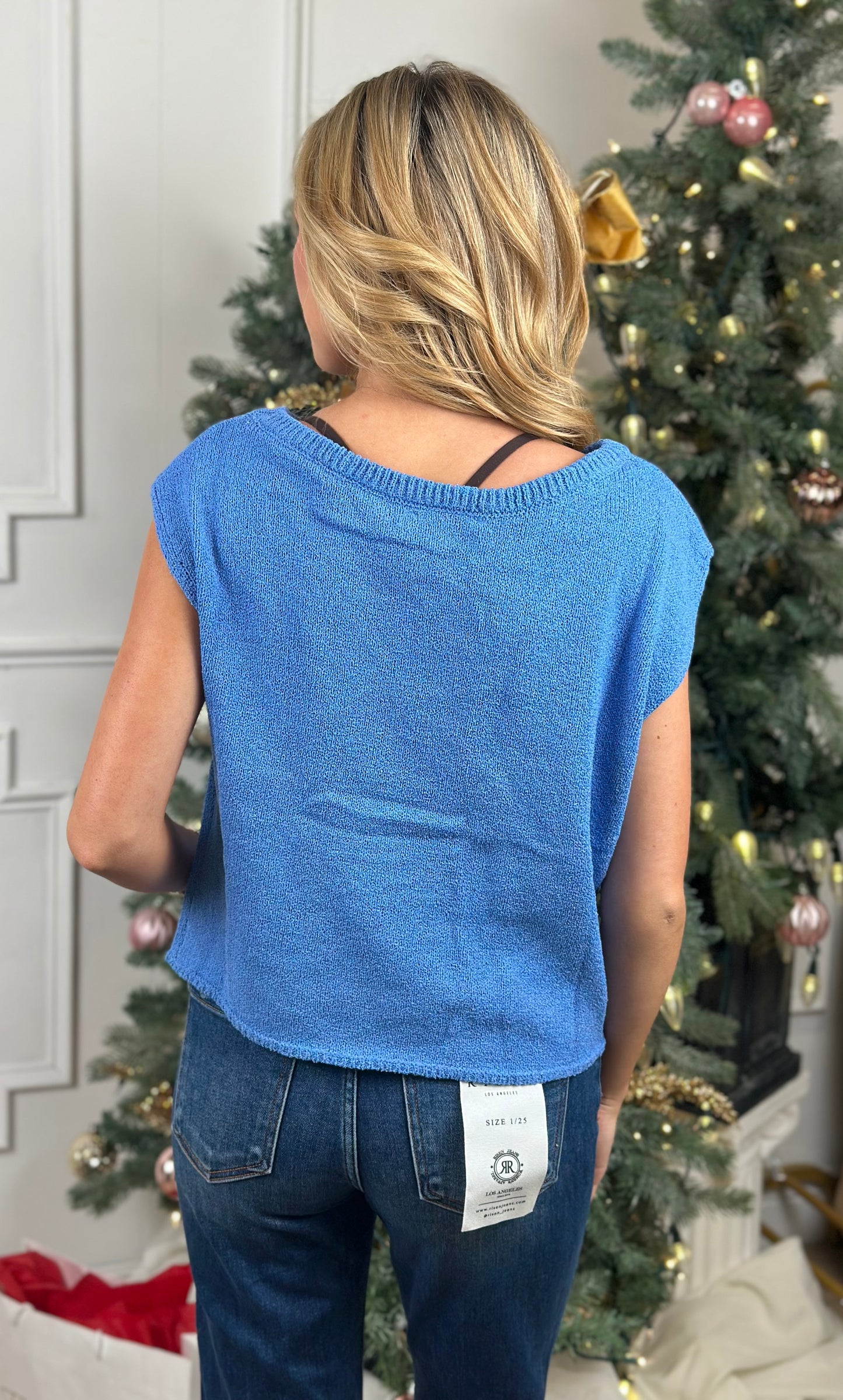 Asymmetry Shoulder Sweater Top , Cobalt Blue