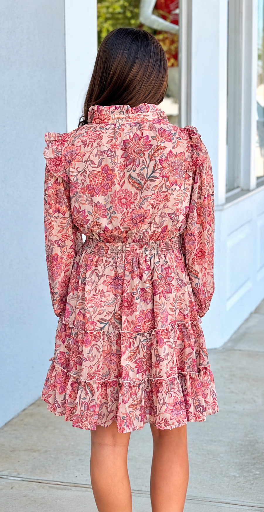 Floral Print Chiffon Button Down Dress