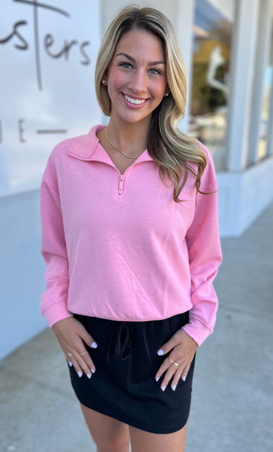 Scuba Half Zip Pullover, Dk Pink