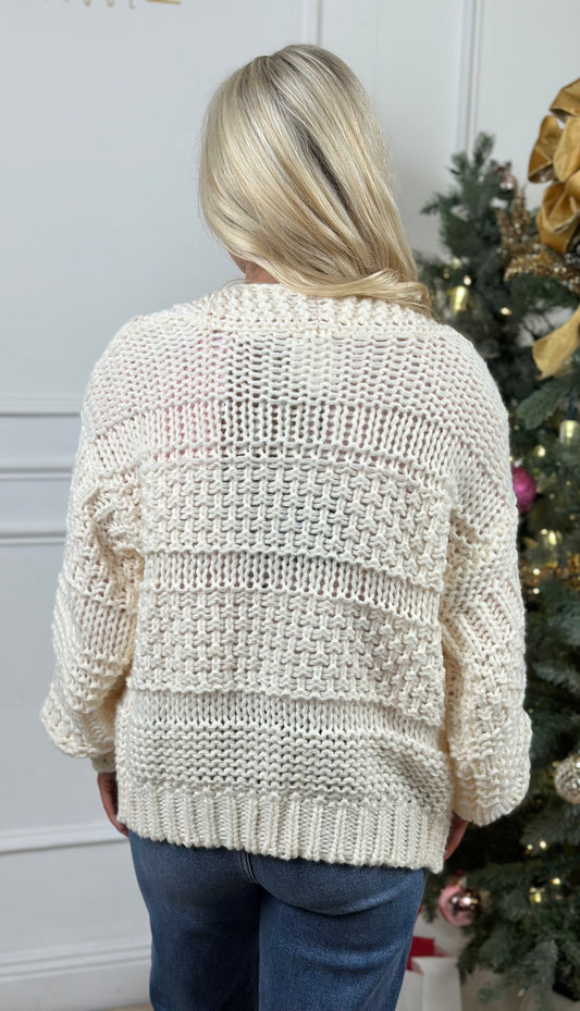 Cream Oversized Sweater Cardigan