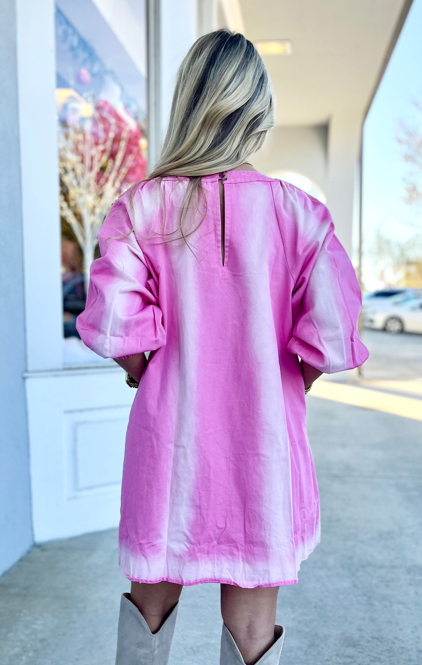 Washed Pink Denim Dress