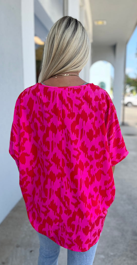 Hot Pink Leopard Print Boxy Top