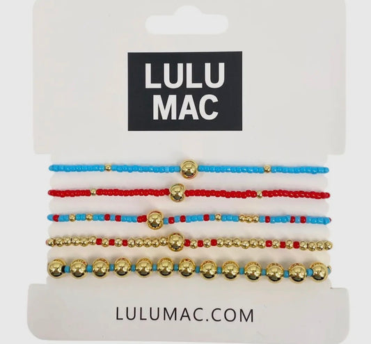 Red/Light Blue Lulu Mac Bracelet Set