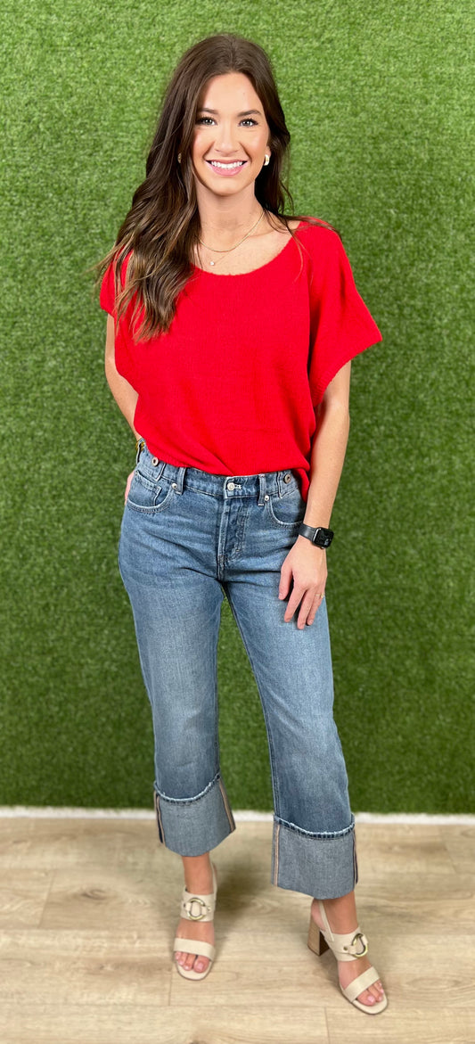 Denim Mineral Washed Cuff Pants