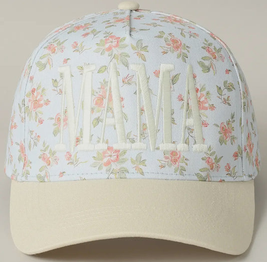 MAMA Embroidery Flower Trucker Hat
