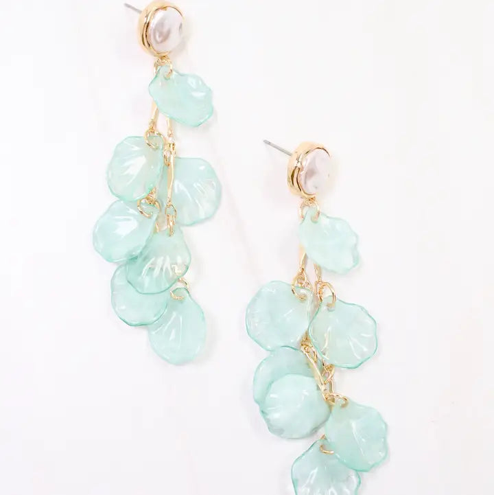 Dillon Petal Dangle Earrings, Turquoise