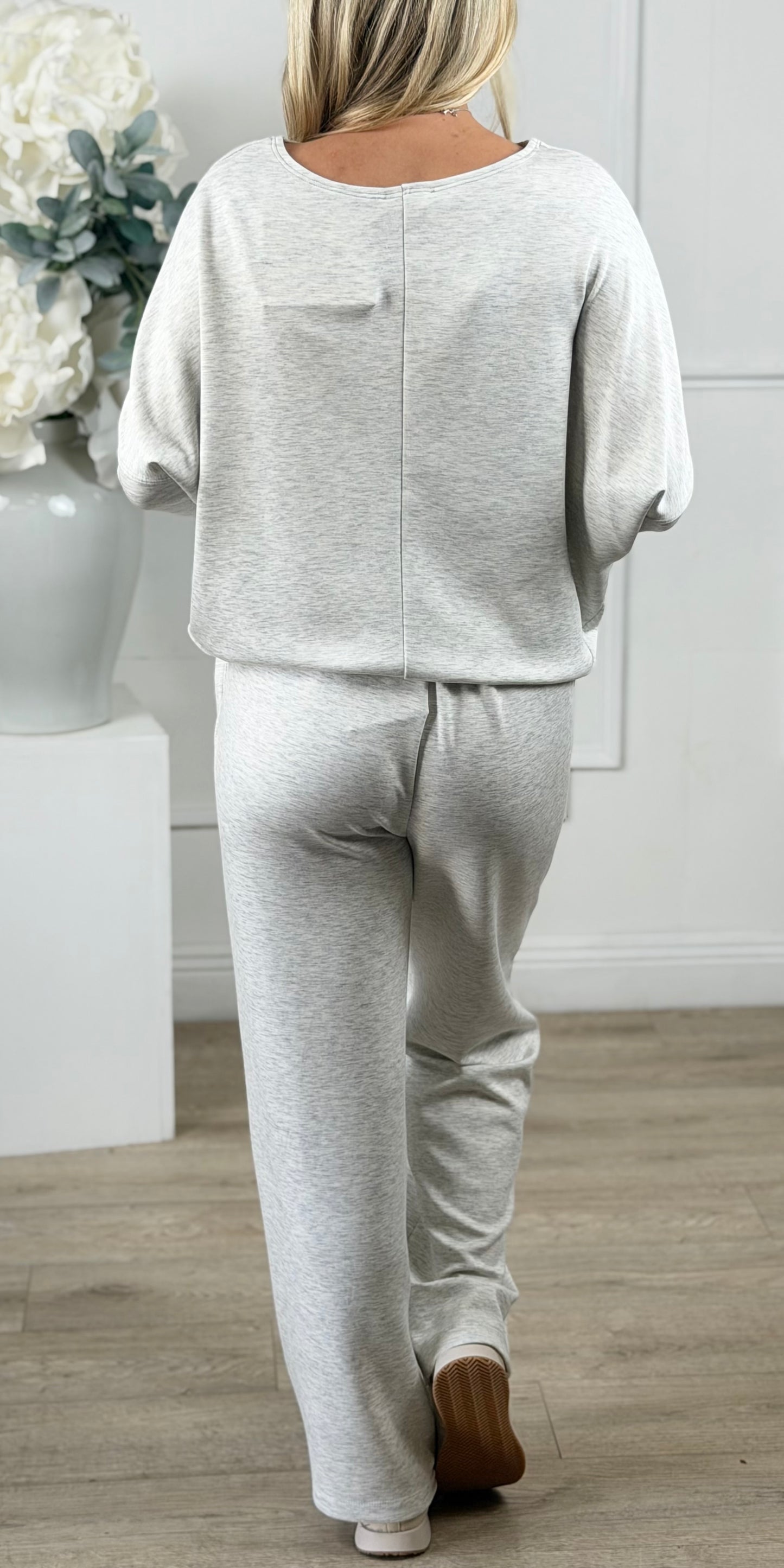 Elastic Waist Scuba Pants, Ash Grey