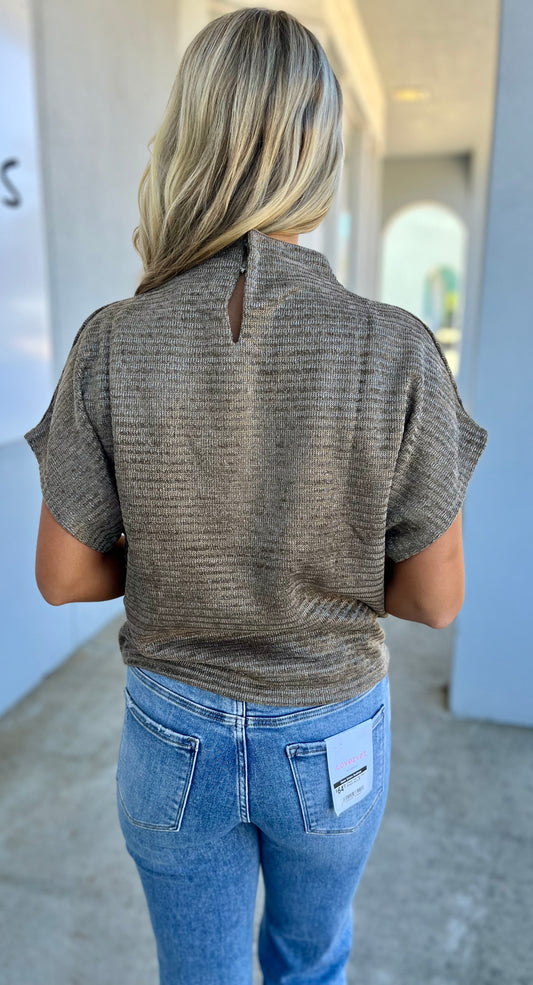 Mocha Mock Neck Oversized Top