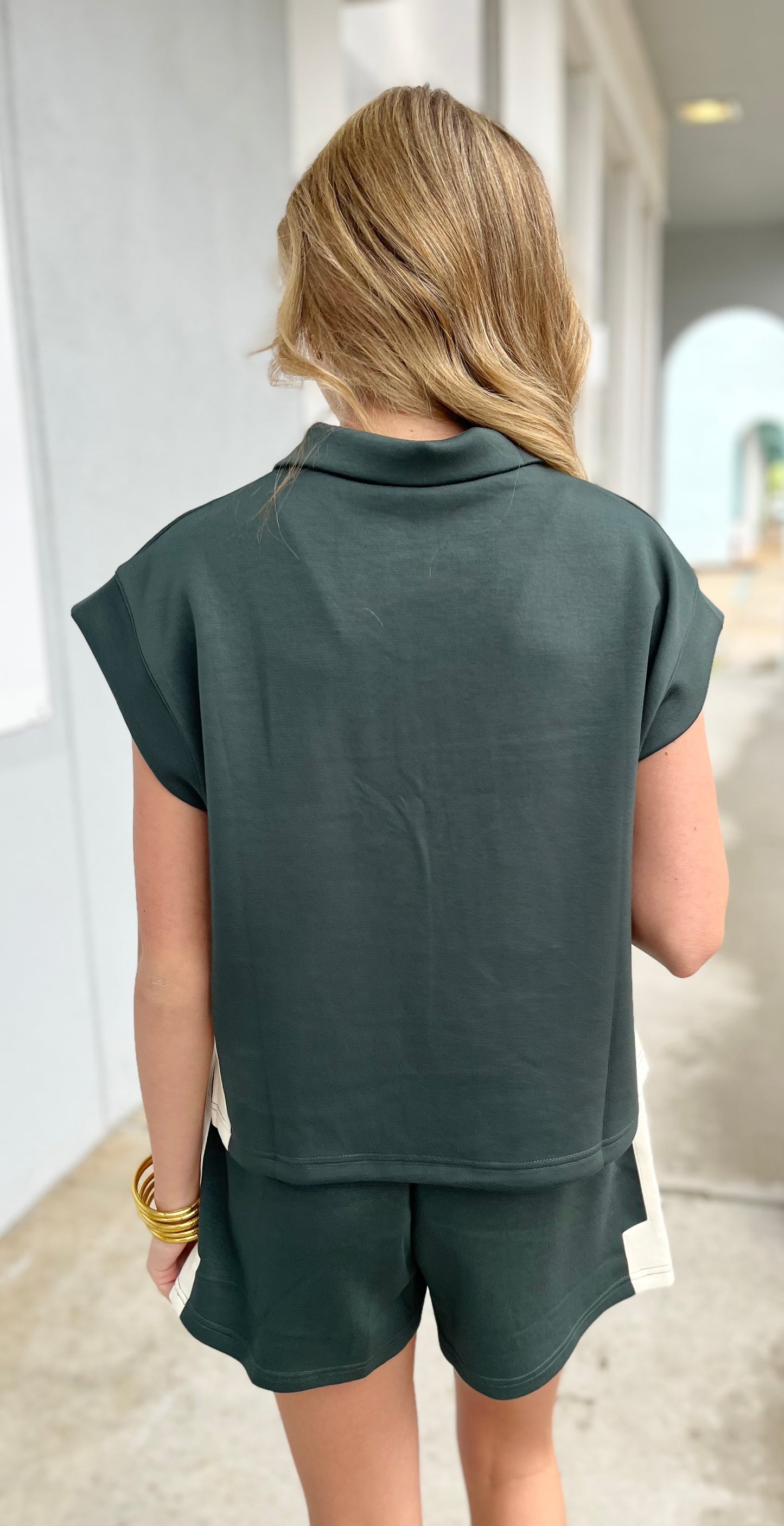 Dark Green Half Zip Pullover and Short SET