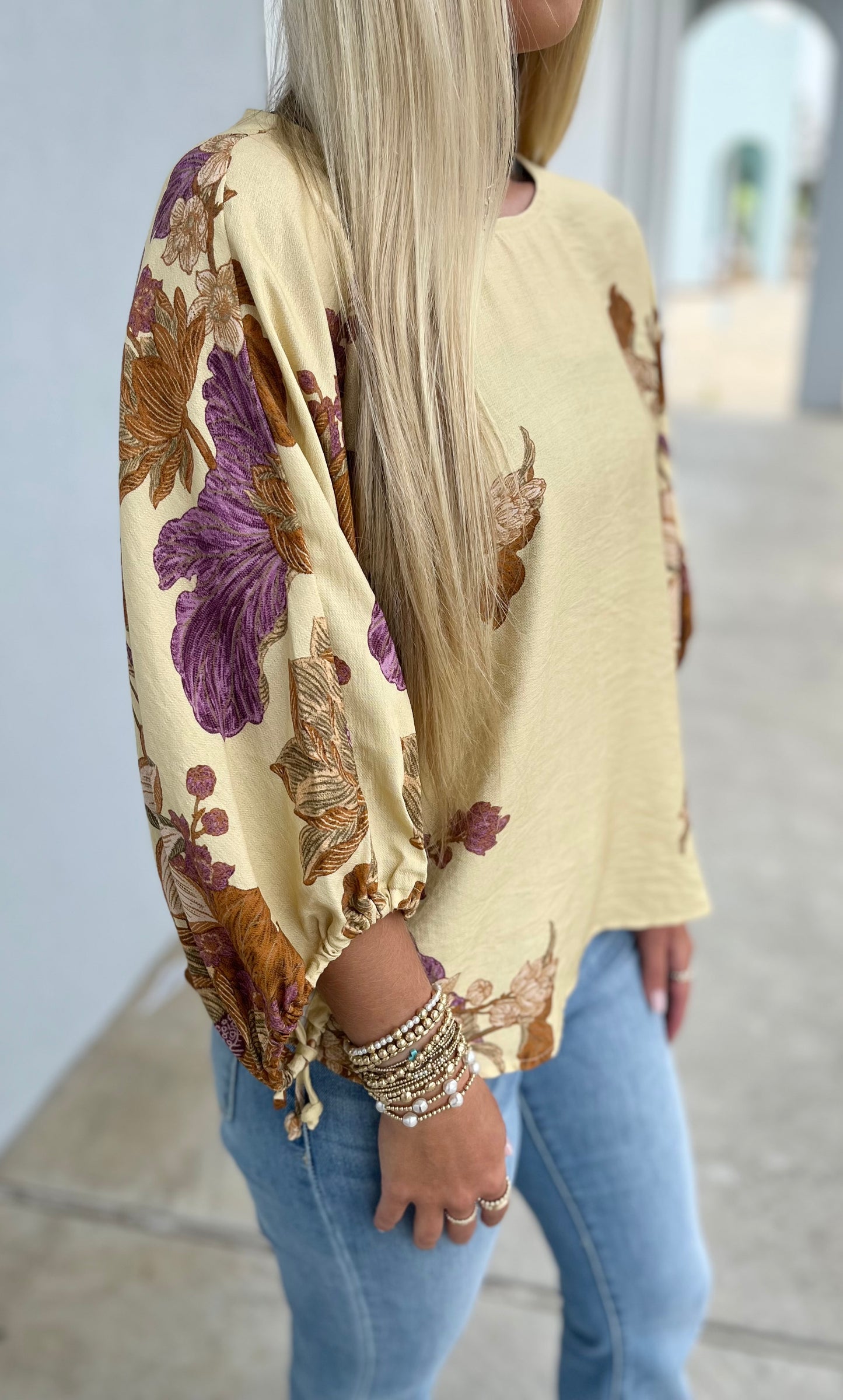 Floral Sleeve Custard Top