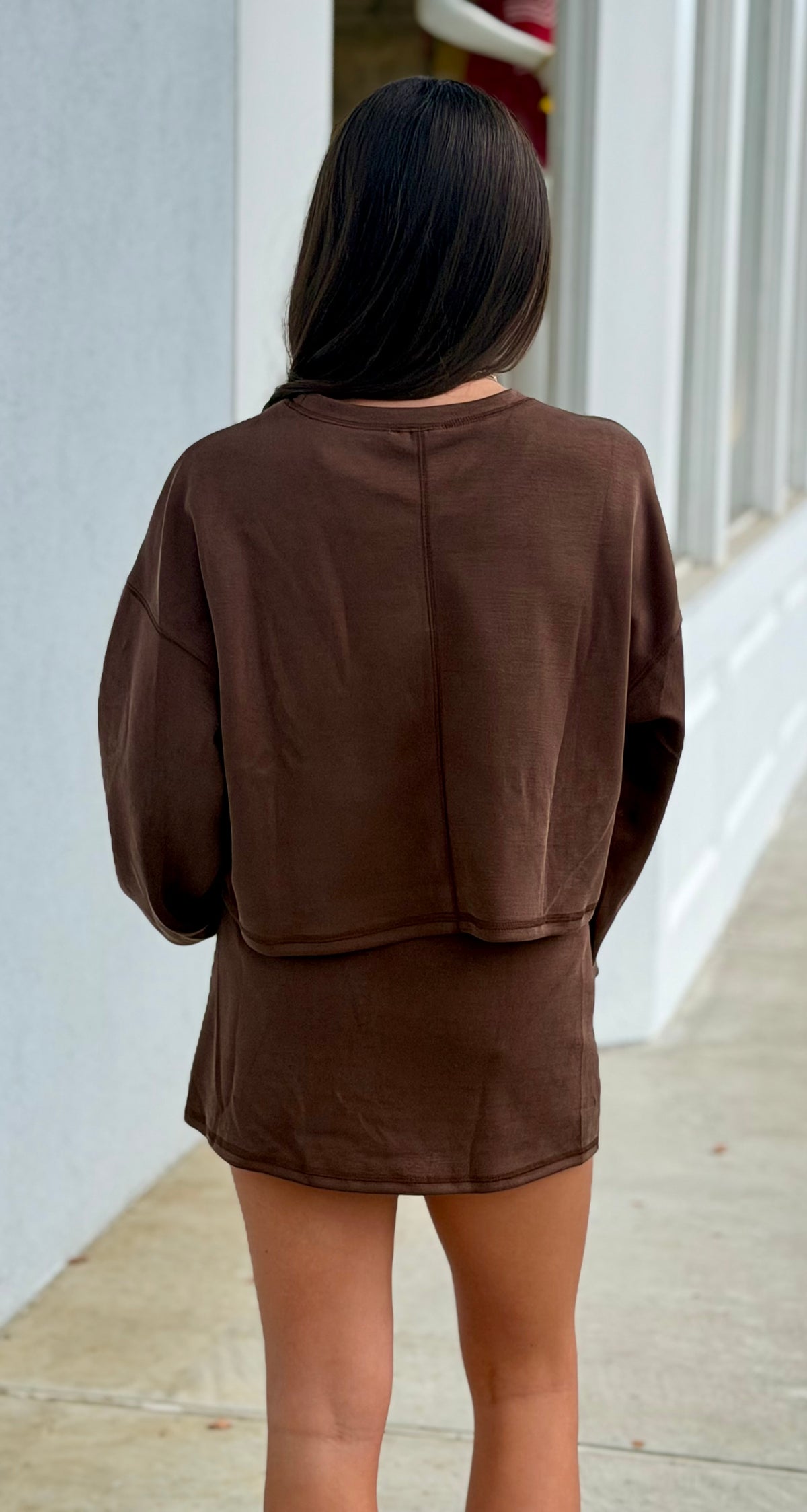 Brown Lounge Crew Neck Top & Skort SET