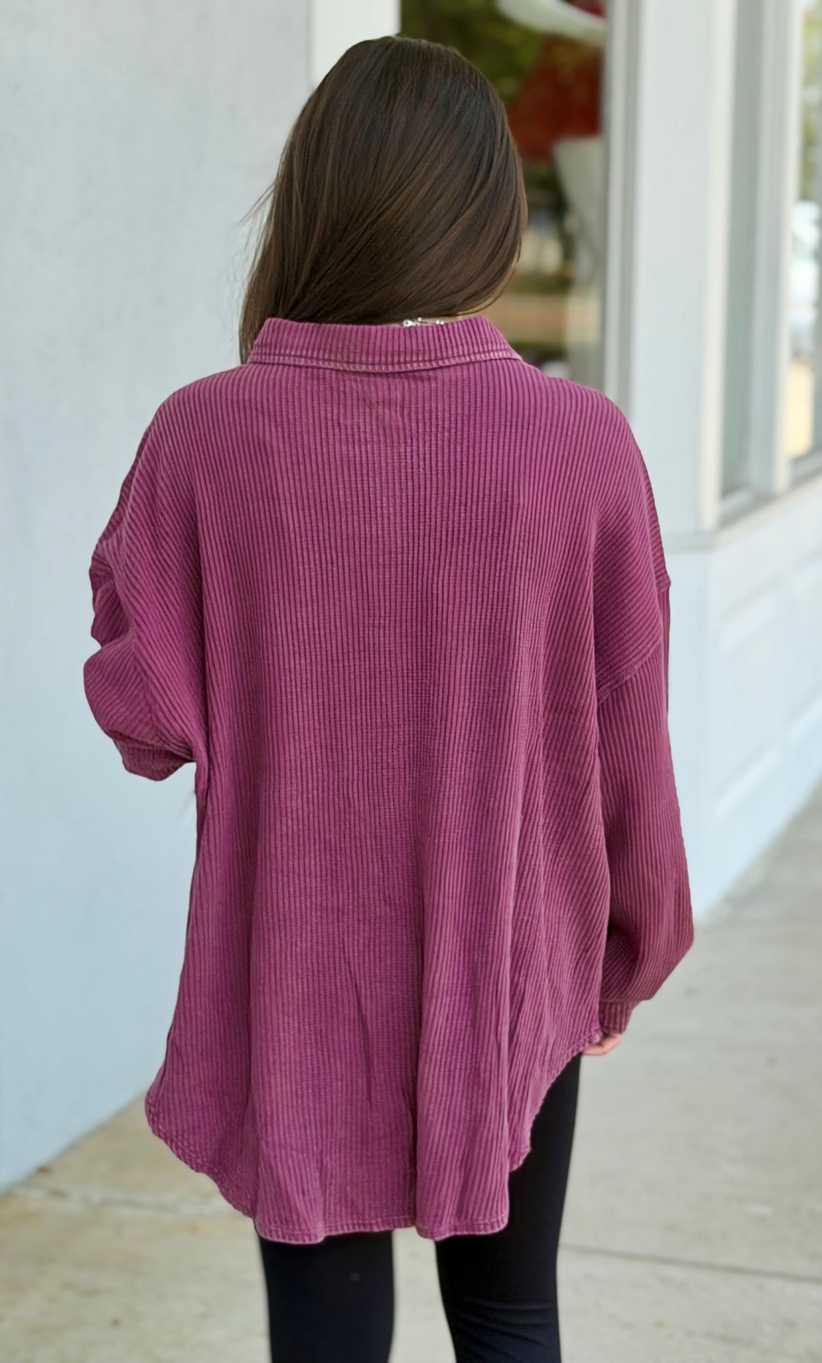 Mineral Washed Shacket, Dark Cherry