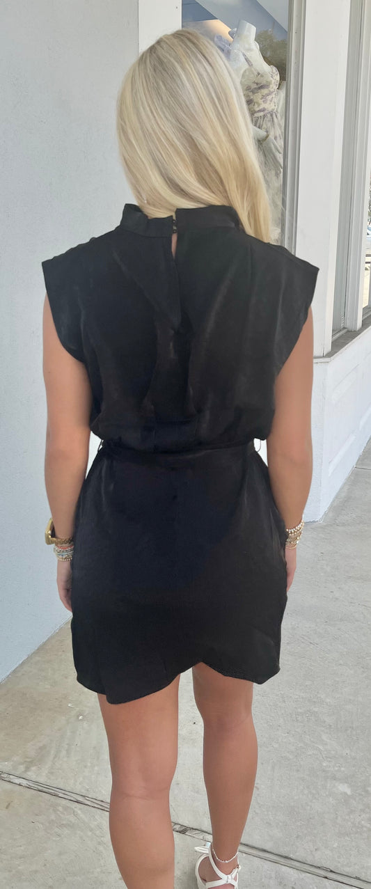 Black Mock Neck Sleeveless Dress