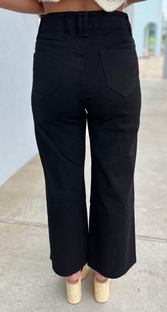 Black Soft Washed Pockets Pants