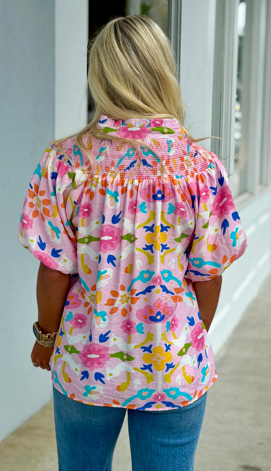 Pink Mix Floral Art Top
