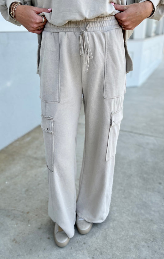 Bone Cargo Snow Washed Sweatpants