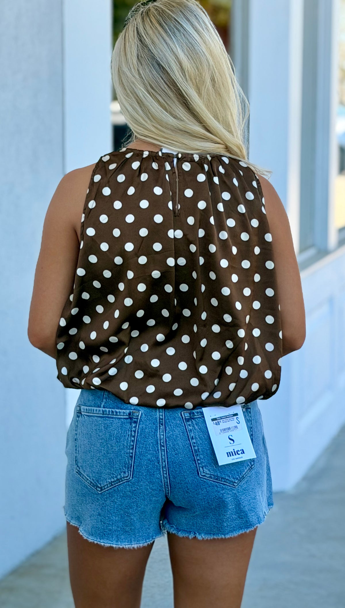 Polka Dot Sleeveless Blouse