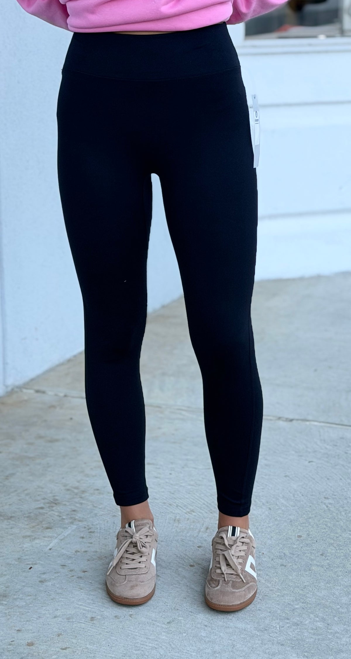 Black Venice Seamless-Front Leggings