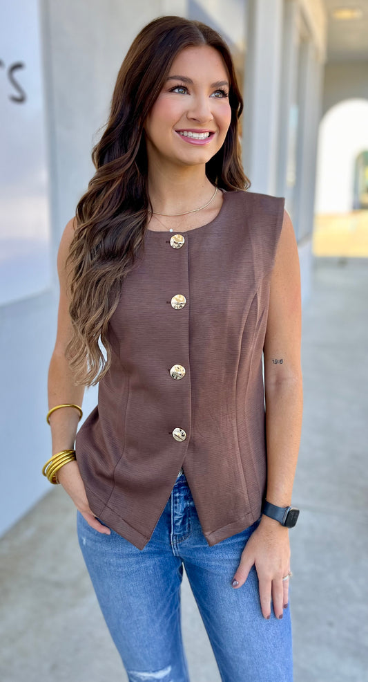 Brown Button Down Knit Vest