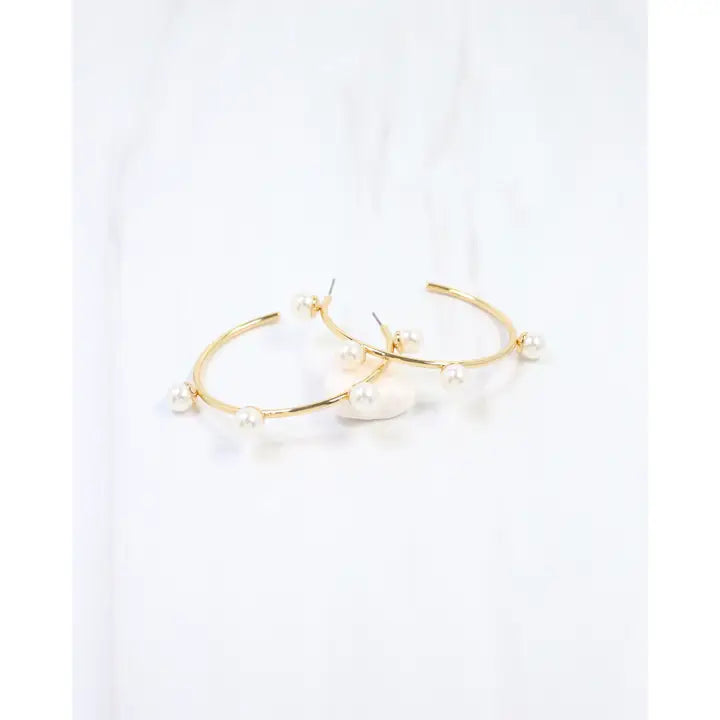 Welles Pearl Embellished Hoops