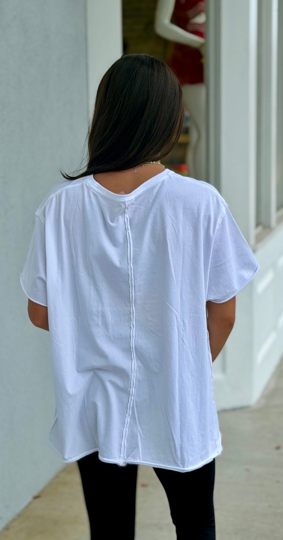 Pima Cotton Center-Seam Oversized Tee, White