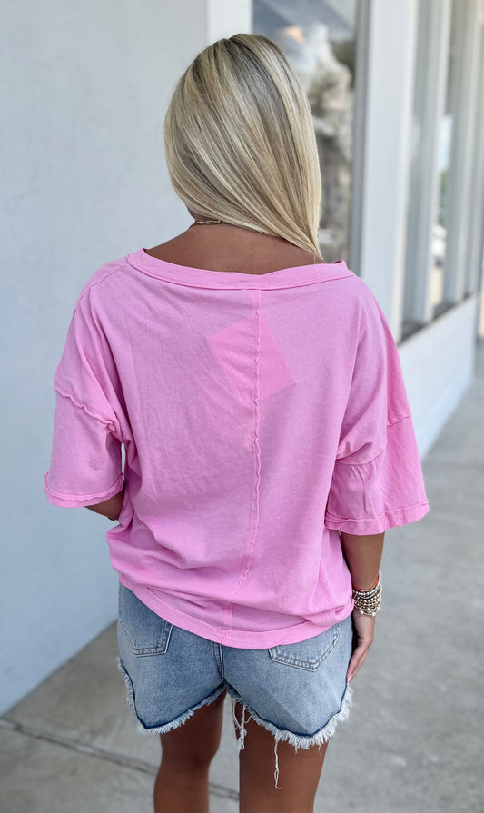 Blush V Neck Jersey Tee