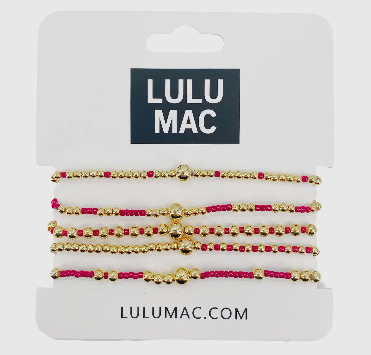 Lulu Mac Multi Color Bracelet Stack, Red