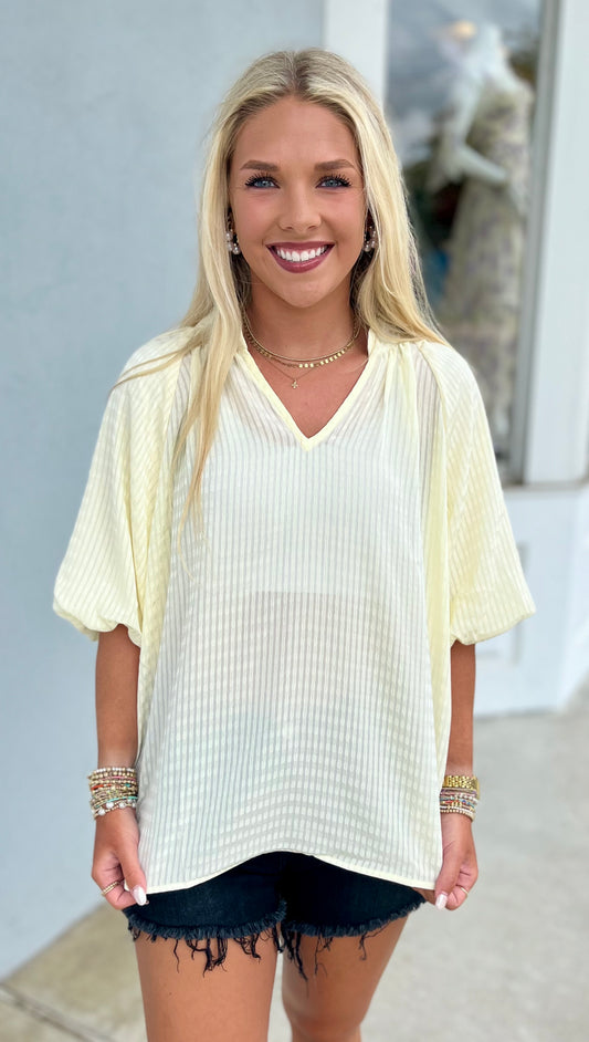 Striped Silky Jacquard Blouse , Ecru