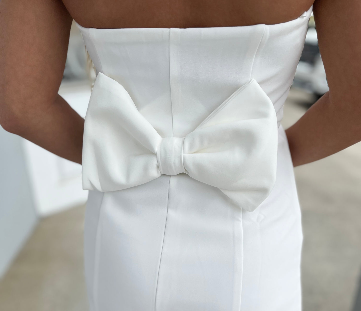 Strapless Bow Dress, White