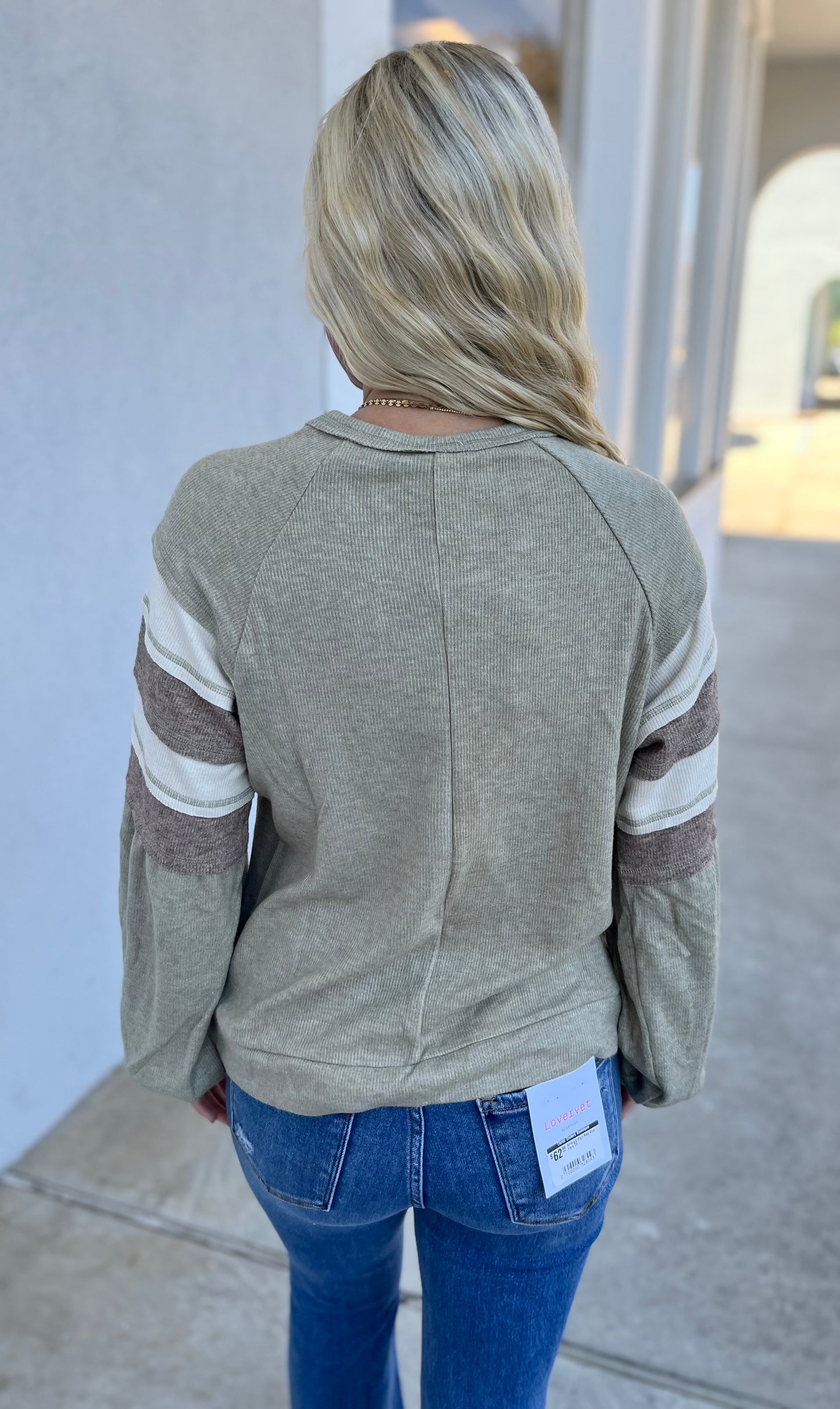 Olive Oversized Color Block Top